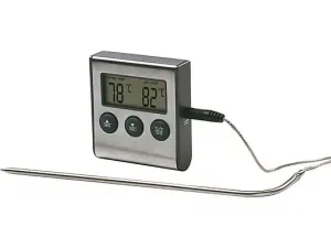 KOENIC KTM-1003 Термометр для жарки мяса с таймером / обратным отсчетом и сигналом, с магнитом, серебро