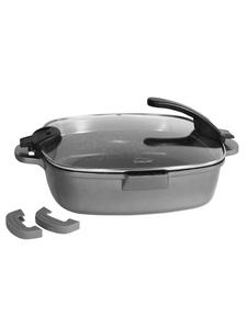 Прямоугольная сервировочная сковорода 24 см | с крышкой, антрацитового цвета Stoneline, 24 x 24 см