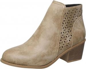 Женские осенние челси и ботильоны с заостренным дизайном и вырезанными узорами Generic, Khaki