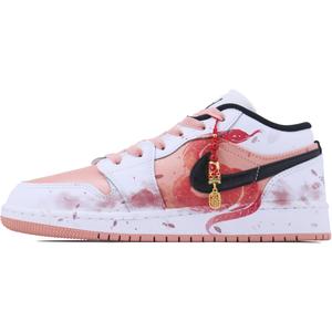 Air 1 нескользящие износостойкие низкие детские баскетбольные кроссовки для подростков Jordan, белый/розовый