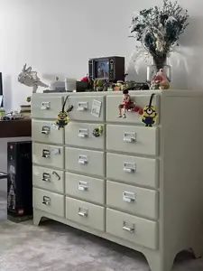 Yu Senyi Комод для гостиной из металла, 15 ящиков, цвет milk green, готов к использованию