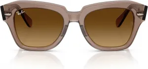 Солнцезащитные очки Ray-Ban унисекс Rb2186 State Street Square, Transparent Light Brown/Gradient Brown