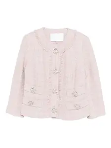 Укороченный твидовый жакет Macie Costarellos, розовый