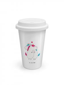 Mr. & Mrs. Panda Дорожная кружка с единорогом и надписью (без текста) белого цвета