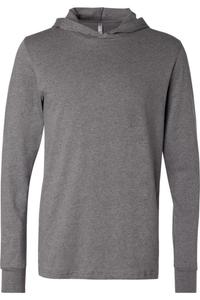 Футболка с длинными рукавами и капюшоном BELLA + CANVAS Jersey, цвет deep heather