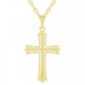 Ожерелье с подвеской в ​​виде креста из стерлингового серебра Glistening Jewels, Gold Plated Sterling Silver