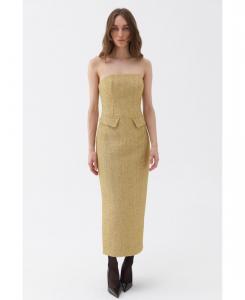 Женское длинное платье без бретелей NOCTURNE, Gold