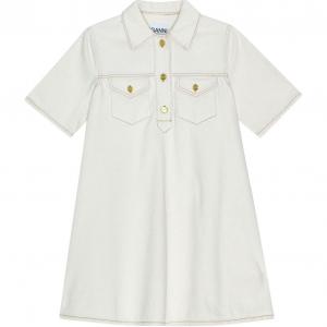 Органическая хлопковая джинсовая мини-платье GANNI, белая