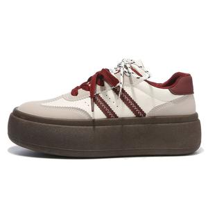 Скользостойкие износостойкие низкие кроссовки для скейтбординга Women's Burgundy Little Red Man, Burgundy