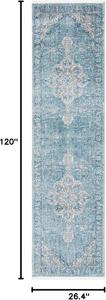 Ковер-дорожка SAFAVIEH, 67 x 305 см, Victoria Collection, Blue & Grey, винтажный традиционный дизайн с эффектом потертости, не линяет и прост в уходе, идеален для помещений с высокой проходимостью в гостиной, спальне (VIC902N)