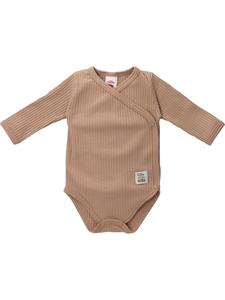 Makoma Боди с длинными рукавами в рубчик, коричневого цвета