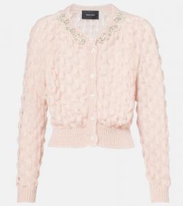 Кардиган из мохера с декоративными элементами Simone Rocha, Pink/Pearl/Crystal