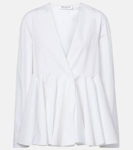 Расклешенная хлопковая блузка Alaïa, Blanc