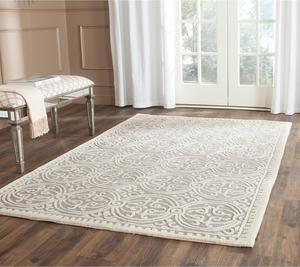 Ковер SAFAVIEH, 305 x 305 см, Cambridge Collection, Silver & Ivory, ручной работы из марокканской шерсти, идеален для помещений с высокой проходимостью в гостиной, спальне (CAM123D)