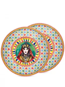 Набор из двух суповых тарелок с принтом Carretto Dolce & Gabbana, синий