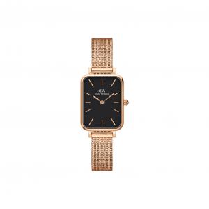 DW/DanielWellington Часы Daniel Wellington Quadro Pressed Melrose 20mm, Black Dial-Rose Gold Strap