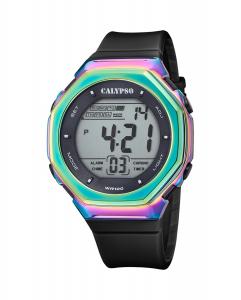 K5842/3 Color Splash черные резиновые часы Calypso, черный