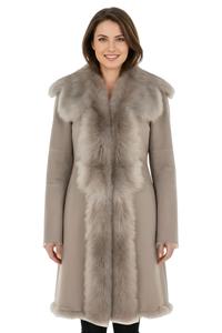 Женский светло-серый плащ из овчины Toscana Sheep Suede - Celeste Infinity Leather, светло-серый