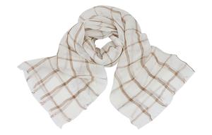 Шелковый шарф Women's ELLE, коричневый белый plaid