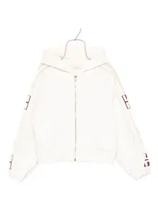 Толстовка на молнии с логотипной лентой Elisabetta Franchi Kids, белый