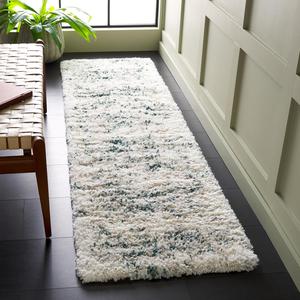 Ковер-дорожка SAFAVIEH, 69 x 244 см, Fontana Shag 800 Collection, Ivory & Green, дизайн Shag & Flokati, идеален для помещений с высокой проходимостью: прихожая, ванная комната и кухня (FNT873B-28)
