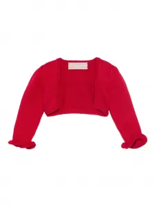 Шерстяной топ с оборками на рукавах La Stupenderia, красный