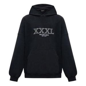 Худи Balenciaga XXXL Oversized Popover Hoodie 'Black White', черный