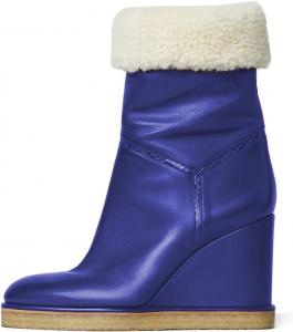 Женские модные зимние ботильоны YDN с меховой подкладкой, утепленные, удобные с высокими каблуками на танкетке, на короткой шнуровке, размеры 4-15 US, Royal Blue