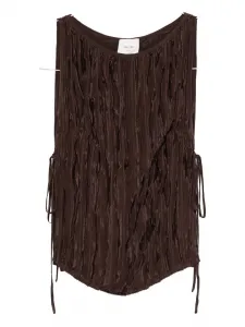Плиссированная блузка с завязками Alysi, коричневый