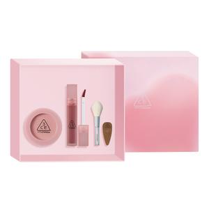 Монохромный блаш набор жидких помад Long Lasting легко растушевывается натуральный 3CE, Pink+Pink розовый