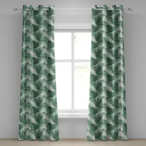 Шторы-люверсы ABAKUHAUS Leaf, листья мангового бананового дерева в тропических джунглях сафари на диком острове, декоративные двухпанельные шторы, 280 см x 175 см, зеленые Abakuhaus