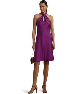 Платье Lauren Ralph Lauren Charmeuse Halter Cocktail Dress, цвет Purple Dawn