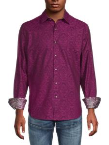 Рубашка жаккардового узора Bayview Paisley Robert Graham, цвет Berry