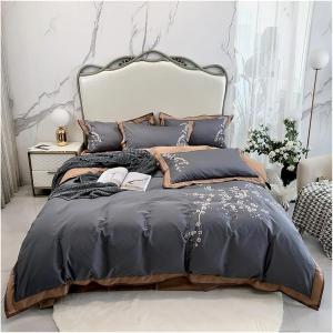 YUSIWOAL Комплект постельного белья из египетского хлопка 600TC с вышивкой Onecolor