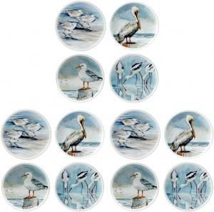 Certified International Shorebirds 21,6 см салатная/десертная тарелка, 21.6 см, набор 12 шт, мультиколор