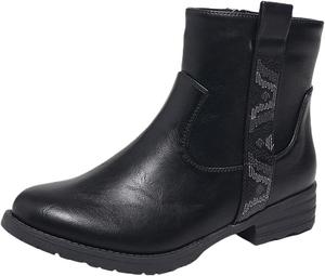 Женские ботинки на плоской подошве - короткие ботильоны с боковой молнией и низким каблуком, удобные, противоскользящие и износостойкие AtXiteli, Black Out