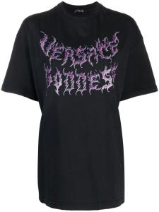Versace logo-print cotton T-shirt, черный