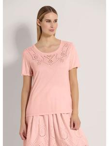 MADELEINE Футболка с короткими рукавами и вышивкой в виде люверсов нежно-розового цвета