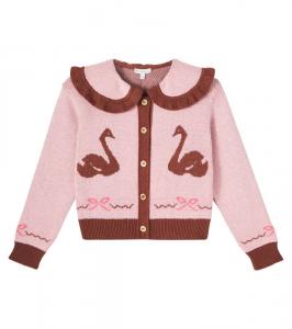 Кардиган Harriet jacquard Bebe Organic, Dusty Pink Swans