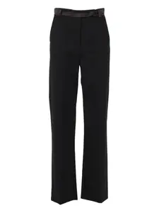 Брюки с атласным поясом Weekend Max Mara, черный