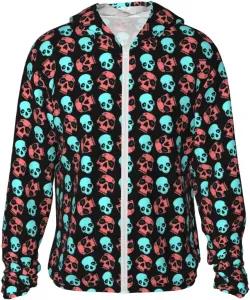Толстовка с капюшоном Halloween Skulls, защита от солнца, легкая, с длинным рукавом