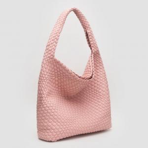 Искусственная кожаная плетеная сумка-хобо с мешочком FASHNZFAB, розовый