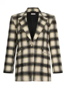 Жакет с вышивкой в клетку и украшениями Liu Jo, белый