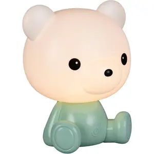 REALITY Светильники LED Настольная лампа CUTIE, Настольная лампа для детской, ночник с изображением медвежонка, RGB LED-панель 1 шт. RGB | Теплый белый 0,3 Вт 30 Лм теплый белый 3000K, режим смены цвета RGB, USB-подключение Reality Leuchten, зеленый