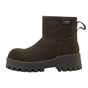 Теплые, износостойкие, амортизирующие, увеличивающие высоту, нескользящие, короткие зимние ботинки для женщин Wonderful couple, Brown