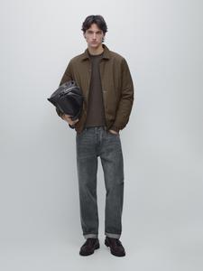 Легкая утепленная водоотталкивающая куртка-рубашка Massimo Dutti, khaki