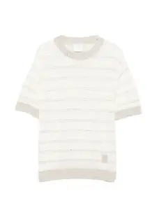 Футболка в полоску с круглым вырезом Eleventy Kids, белый