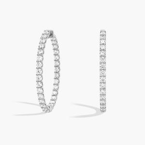 Серьги-кольца с выращенными в лаборатории бриллиантами Inside-Out из белого золота 14 карат (5 карат, два цвета - FG / VS2-SI1) Blue Nile