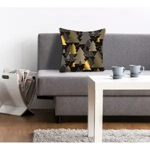 Декоративная подушка queence Tatja с наволочкой, елочки, золотой, Рождество, праздничный, блестящий Queence, Altgoldfarben/braun/grau + bedruckt