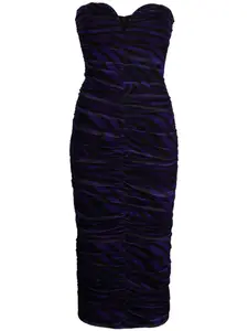 Платье миди с зебровым принтом и сборками NISSA, черный